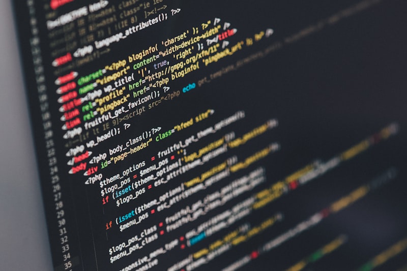 Source code on screen representing software development
